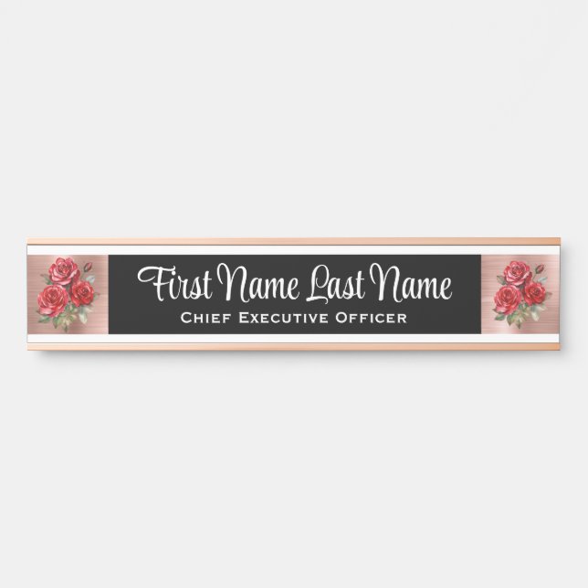 Letreros de placa de nombre de flores de rosas par (Anverso)