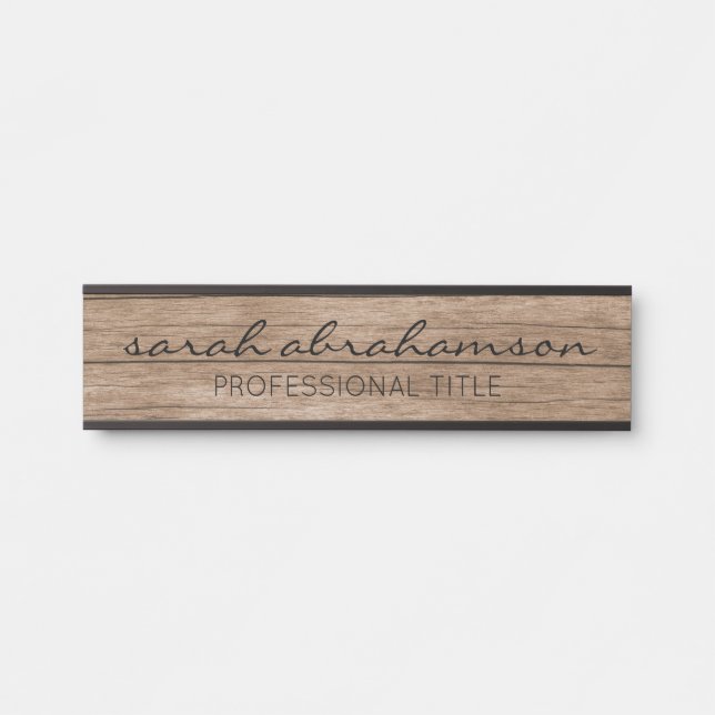 Letreros de puerta de oficina de madera rústica el (Anverso)