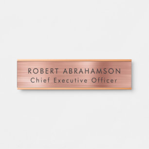 Letreros de puerta de oficina de oro rosa modernos