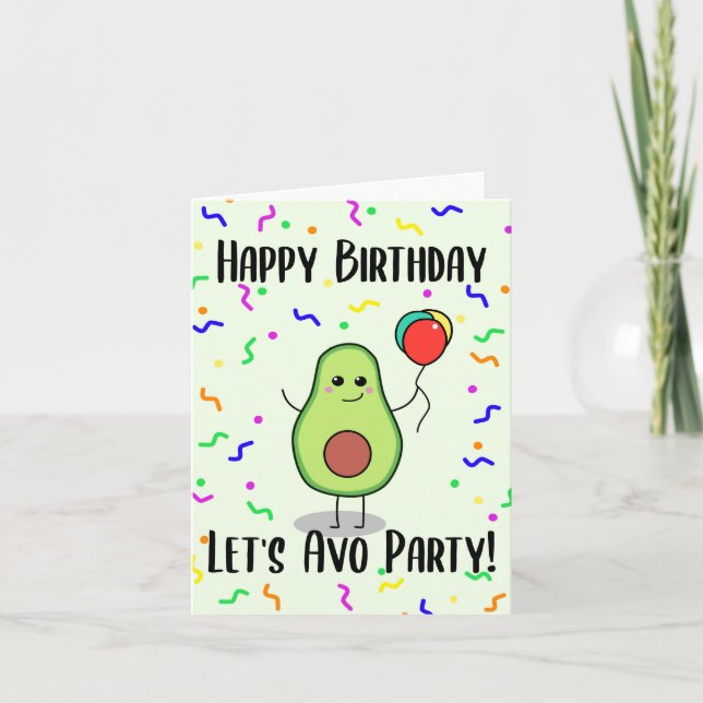 Let's Avo Fiesta- Funny Tarjeta de Cumpleaños Agua (Anverso)