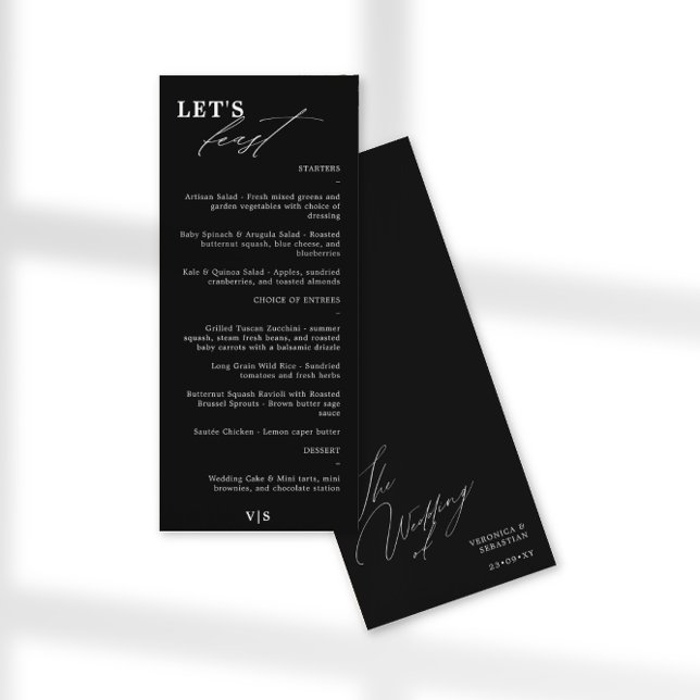 Let's Feast Modern Calligraphy Black Boda Menu (Subido por el creador)