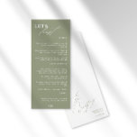 Let's Feast Modern Calligraphy Green Boda Menu<br><div class="desc">Un fresco diseño de menú boda minimalista. Con una caligrafía moderna combinada con una tipografía serif elegante para un aspecto de moda. ... Este diseño en sabio verde es ideal para un boda rústico, de verano, otoño, primavera o al aire libre. Si necesitas ayuda o tienes preguntas, por favor contacta...</div>