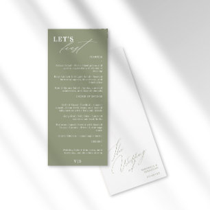 Let's Feast Modern Calligraphy Green Boda Menu