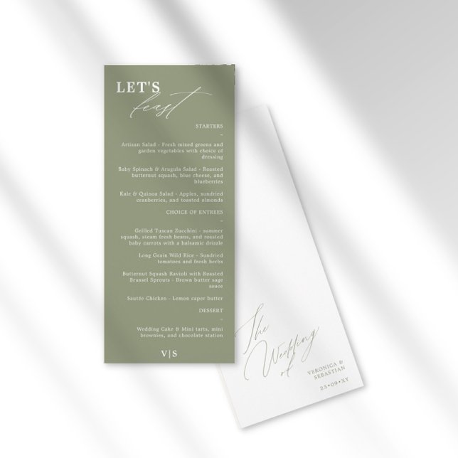 Let's Feast Modern Calligraphy Green Boda Menu (Subido por el creador)