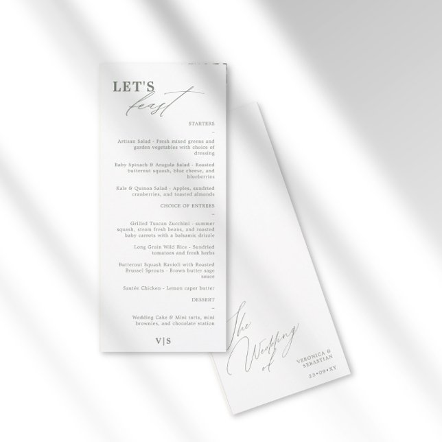 Let's Feast Modern Calligraphy Green Boda Menu (Subido por el creador)