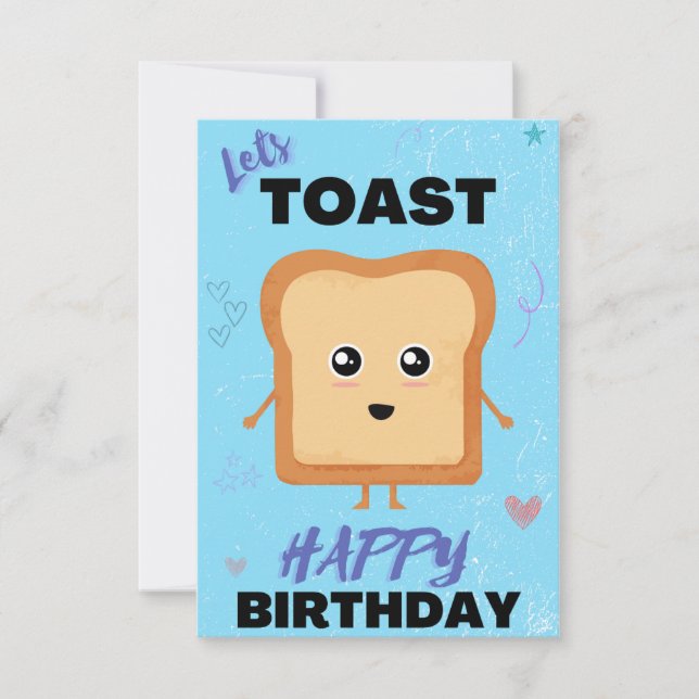 Lets Toast Blue Happy Birthday, tarjeta de bienven (Anverso)