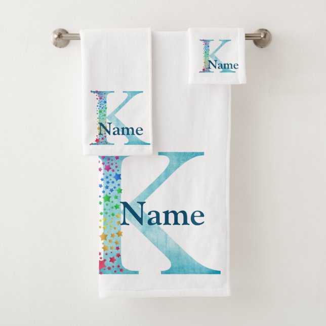 Letter K Monogram Initial Bath Gift Set (In situ)