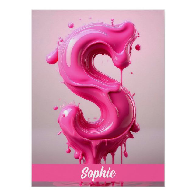 Letter S, Monogram S - Customizable Name Poster  (Anverso)