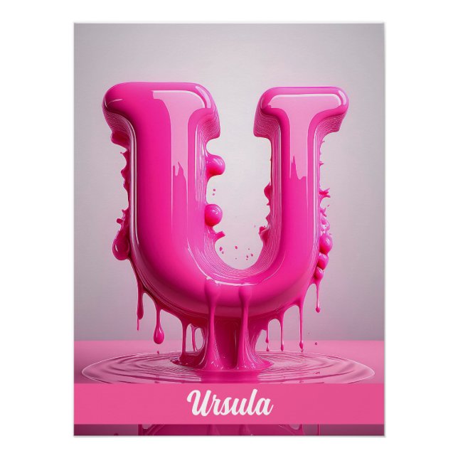 Letter U, Monogram U - Customizable Name Poster  (Anverso)