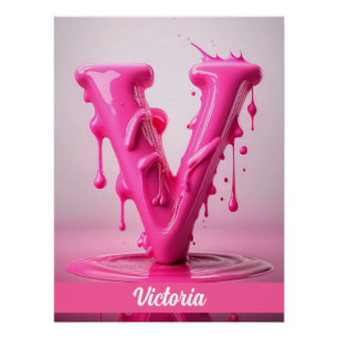 Letter V, Monogram V - Customizable Name Poster