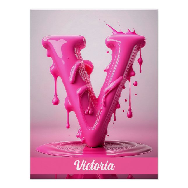 Letter V, Monogram V  - Customizable Name Poster  (Anverso)