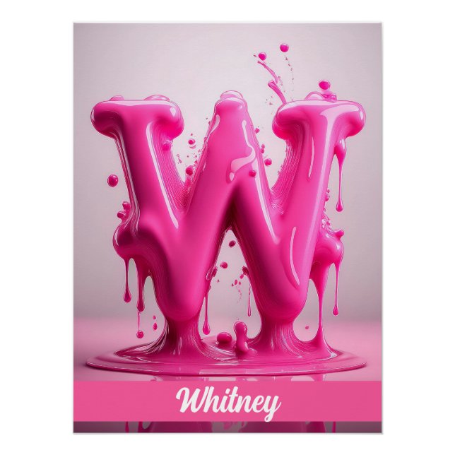 Letter W, Monogram W - Customizable Name Poster  (Anverso)
