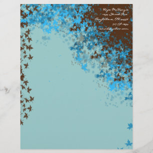 Letterhead de las hojas azules de Brown y Aqua