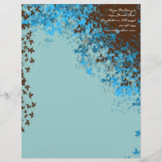 Letterhead de las hojas azules de Brown y Aqua