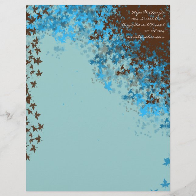 Letterhead de las hojas azules de Brown y Aqua (Anverso)