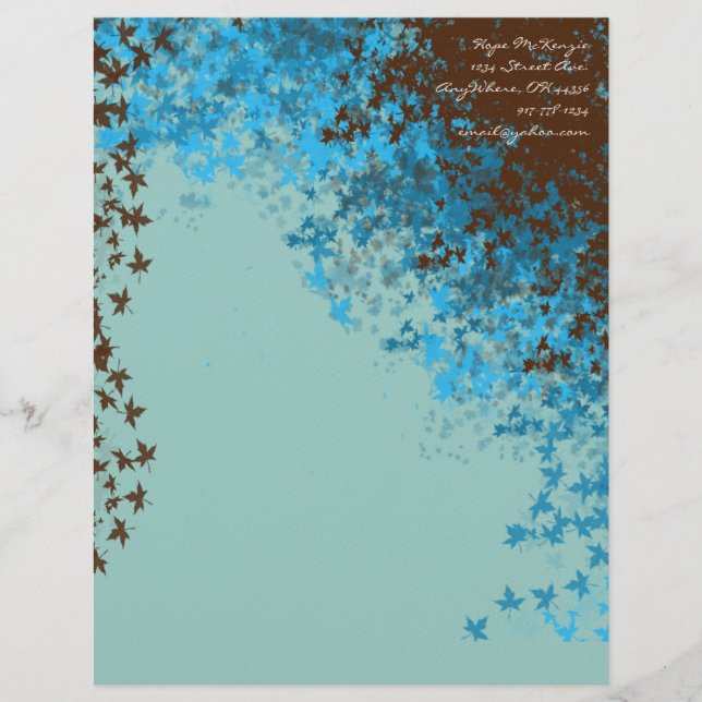 Letterhead de las hojas azules de Brown y Aqua (Anverso)