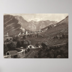 Leuk / Loèche Suiza de la impresión antigua