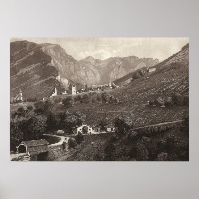 Leuk / Loèche Suiza de la impresión antigua (Frente)