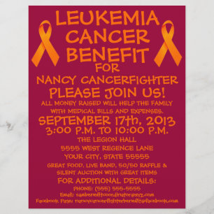 Leukemia Cáncer Cinta Beneficio Volante