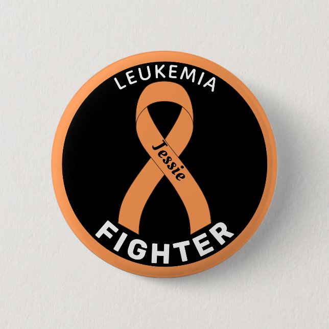 Leukemia Cáncer Cinta de Lucha Botón Negro (Anverso)