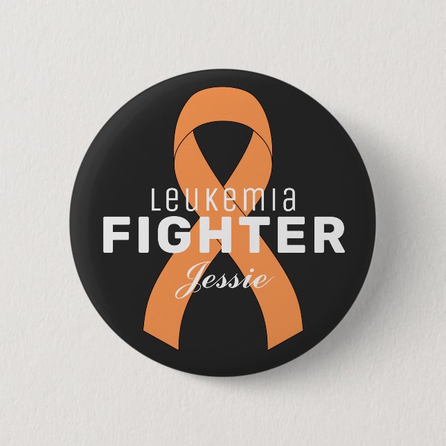 Leukemia Cinta de Cáncer Botón Negro (Anverso)