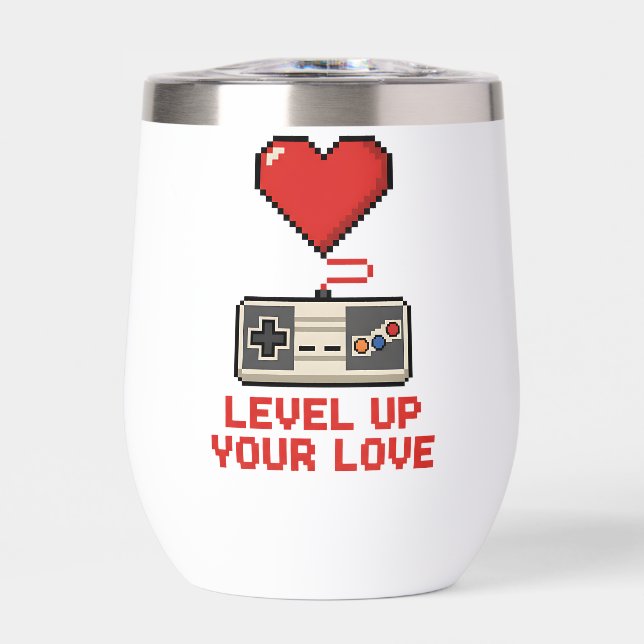 Level Up Your Love, Retro Pixel Gaming Design (Frente)