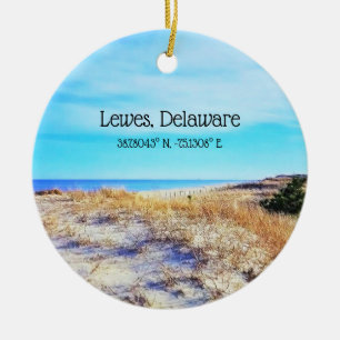 Lewes Delaware con el ornamento de coordenadas