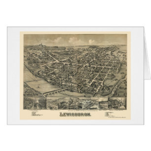 Lewisburg, mapa panorámico del PA - 1884