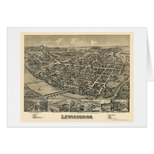 Lewisburg, mapa panorámico del PA - 1884 (Anverso (Horizontal))