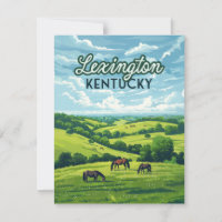 Lexington Kentucky Horses Bluegrass Farms Card