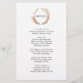 Leyenda de follaje dorado. Elegante menú de bodas