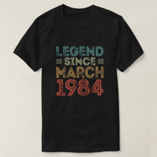 Leyenda desde marzo de 1984, camisetas de cumpleañ