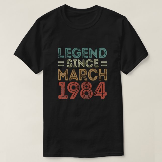 Leyenda desde marzo de 1984, camisetas de cumpleañ (Diseño del anverso)