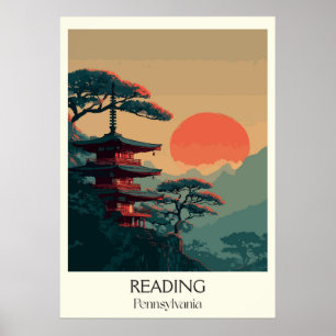 Leyendo arte de montaña de la pagoda de Pensilvani