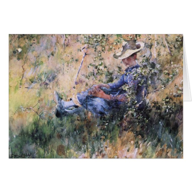 Leyendo bajo un halcón florido Bush (Anverso (Horizontal))