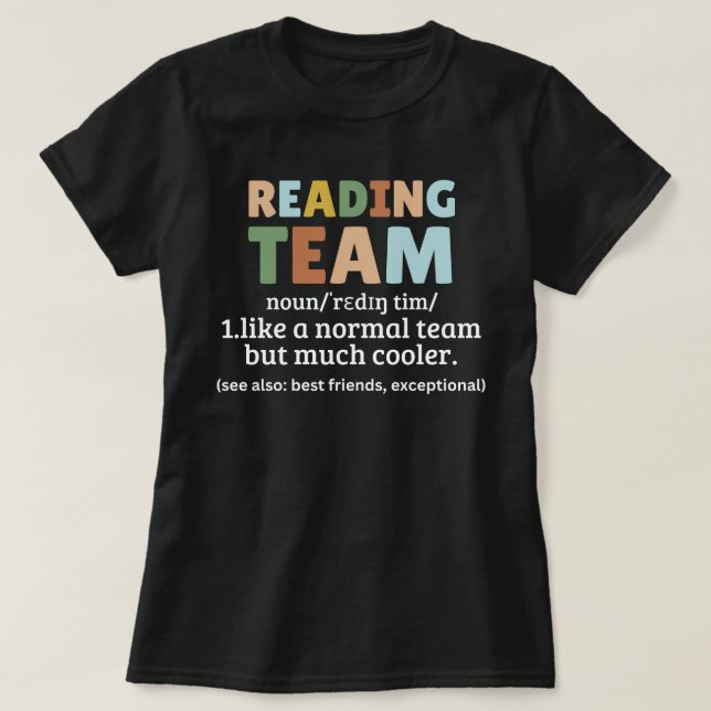 Leyendo camiseta de equipo, camiseta de biblioteca (Diseño del anverso)