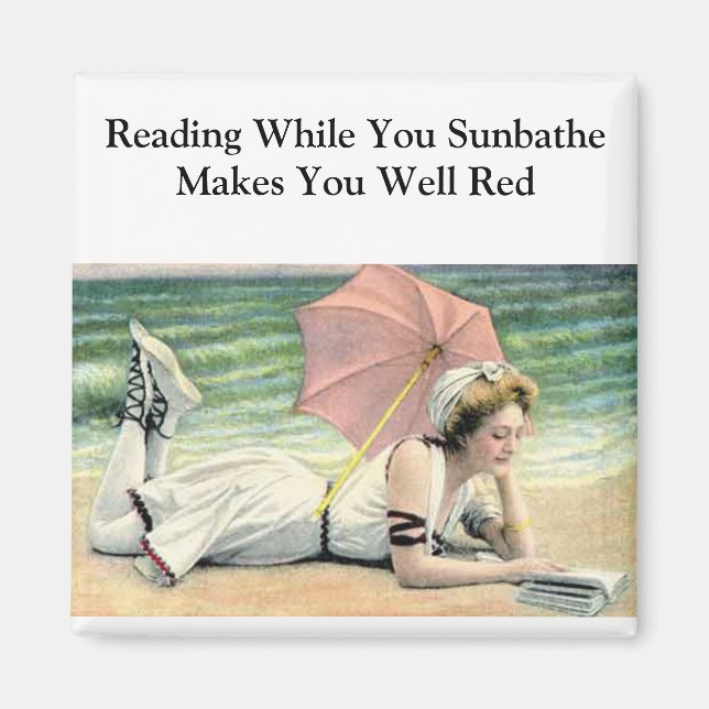 Leyendo mientras se pone sol en el imán (Frente)