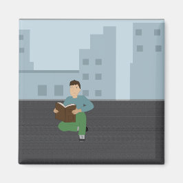 Leyendo niño - imán