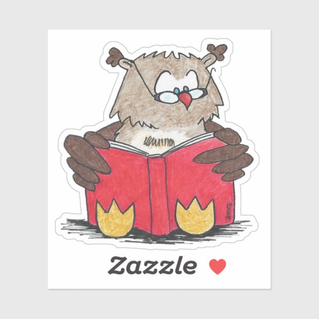 Leyendo pegatina de búho (Hoja)