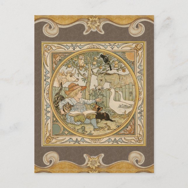 Leyendo postal divertida (Anverso)