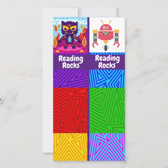 Leyendo Rocas, Gato, Tarjeta Marcadora Robot (Anverso)