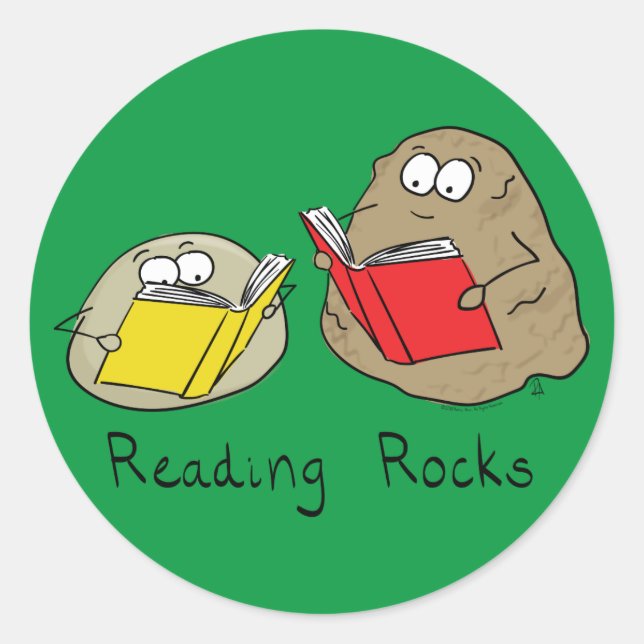 Leyendo Rocas Pegatinas de libros divertidos (Anverso)