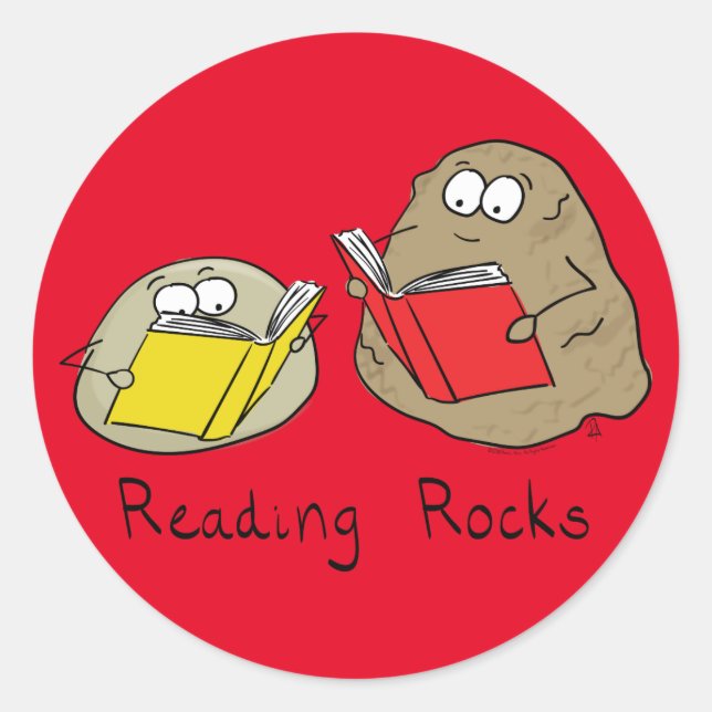 Leyendo Rocas Pegatinas de libros divertidos (Anverso)