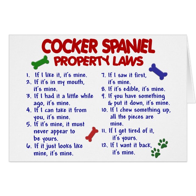 Leyes 2 de la propiedad de COCKER SPANIEL (Anverso (Horizontal))