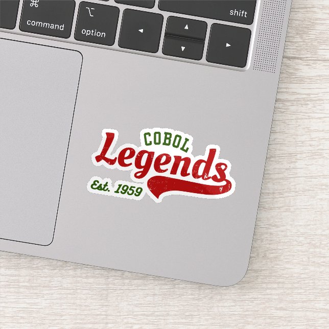 Leyes COBOL Est. 1959 – Una Calcomanía Retro de Te (Detalle)