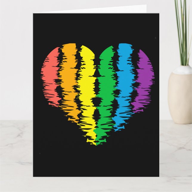 LGBT+orgullo. Arcoiris cardíaco. Tarjeta (Anverso)