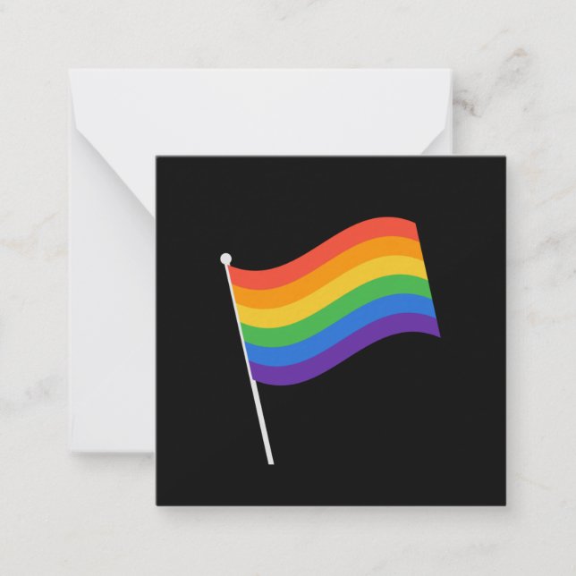 LGBT+orgullo. Tarjeta de nota de bandera arco iris (Anverso)
