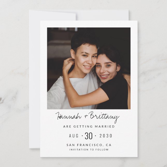 LGBTQ Foto Moderna de Anuncio de Boda (Anverso)