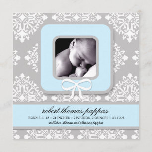 LGC invitación gris y azul del del damasco del