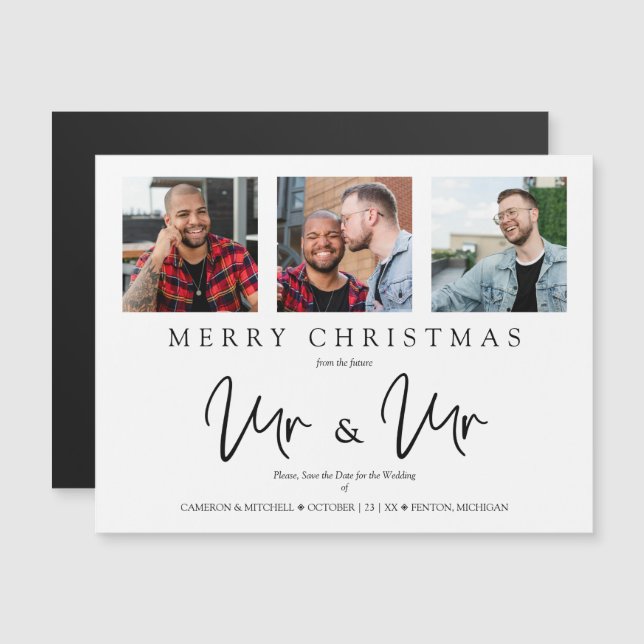 LGTB Gay Whimsical MR & MR Christmas Wedding Photo (Anverso/Reverso)